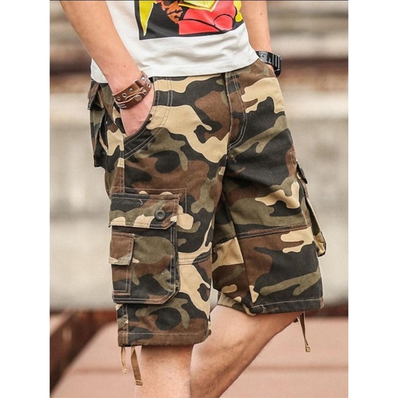 Mens Relaxed Fit Multi Pocket Cargo Shorts - Picture 10 of 10